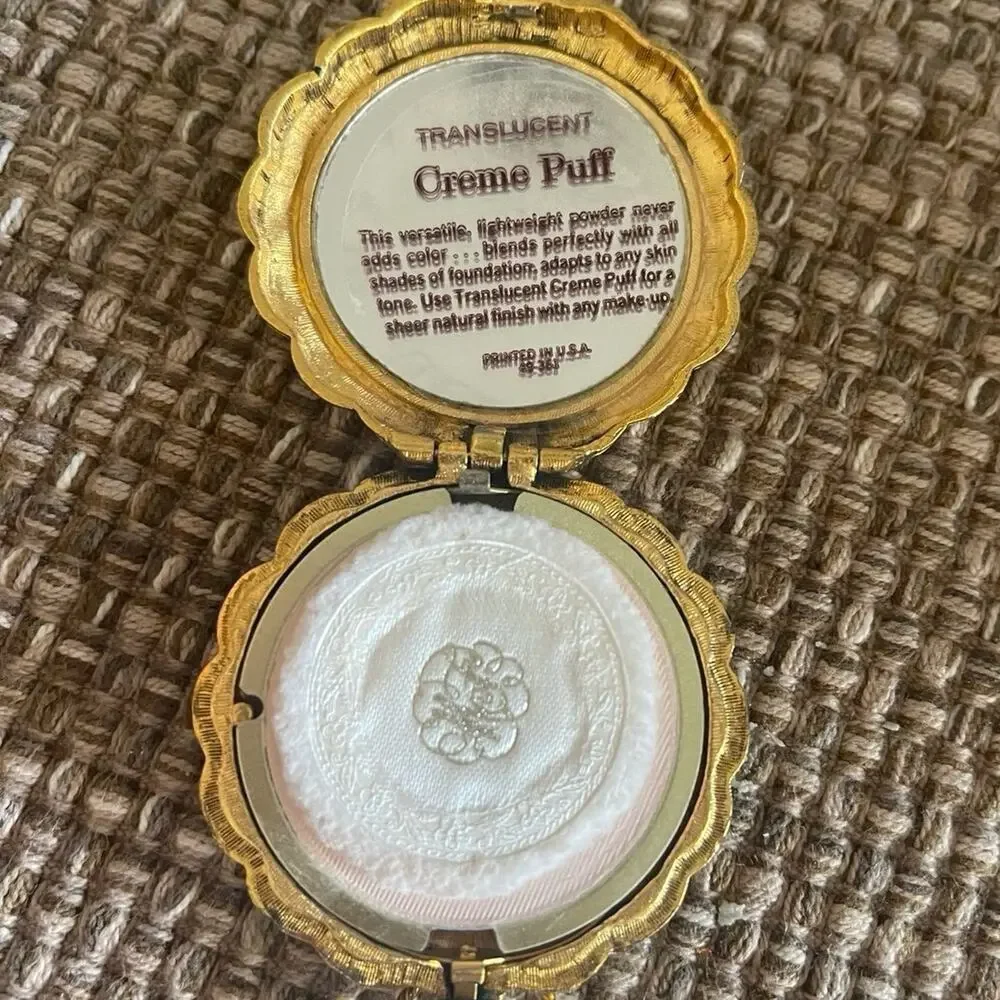 Vintage Max Factor gold Compact face powder pendant